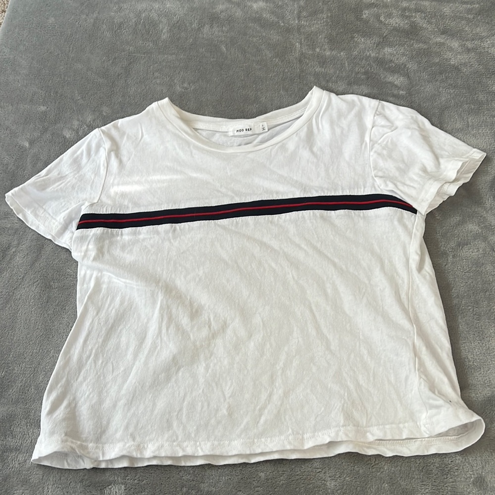 White T-Shirt with Stripe